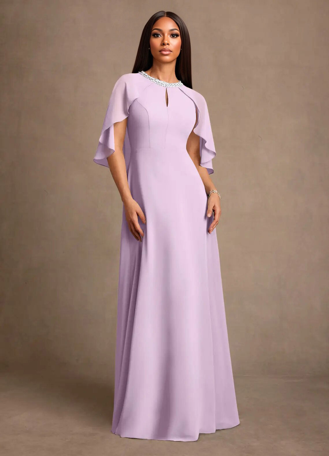Augday Winnifred A-Line Beaded Chiffon Dress