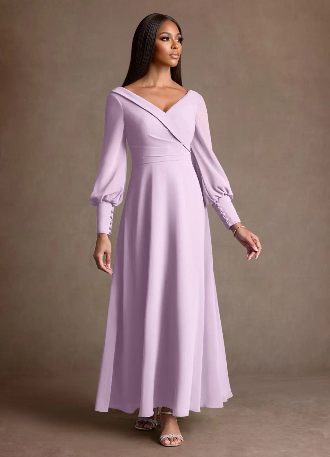 Augday Paterson A-Line Pleated Chiffon Dress