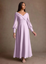 Augday Paterson A-Line Pleated Chiffon Dress