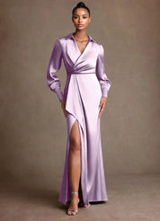 Augday Jacinta Sheath Pleated Stretch Satin Dress