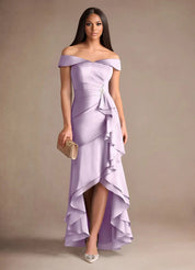 Augday Billings Mermaid Off the Shoulder Stretch Satin Dress