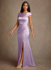 Augday Irvine A-Line Pleated Stretch Satin Dress