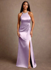 Augday Lawrence A-Line Pleated Stretch Satin Dress