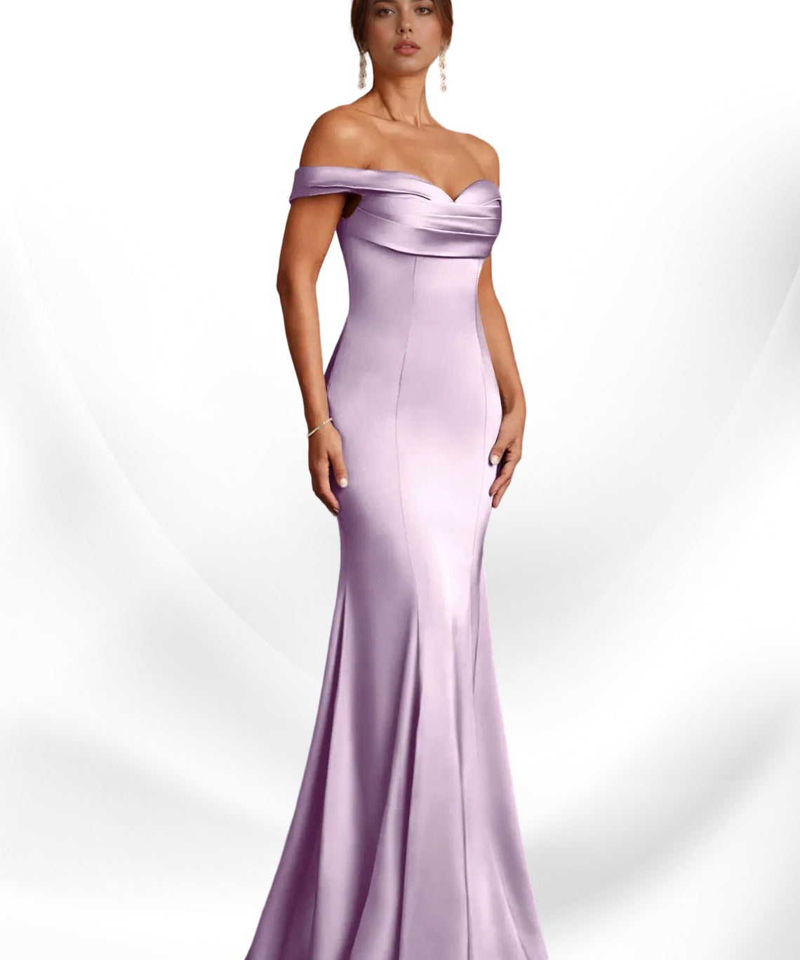 Augday  Mermaid Off the Shoulder Stretch Satin Dress