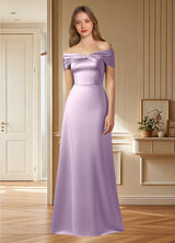 Augday Amelia A-Line Off the Shoulder Stretch Satin Dress