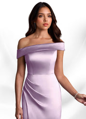Augday Kamala Sheath One Shoulder Stretch Satin Dress
