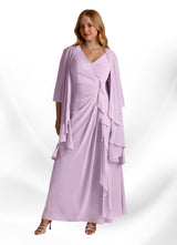 Augday Manuella A-Line V-Neck Pleated Chiffon Dress