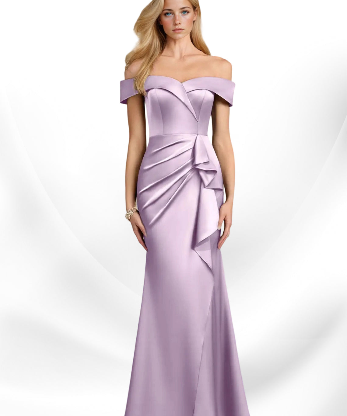 Augday Laredo Mermaid Off the Shoulder Stretch Satin Dress
