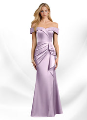 Augday Laredo Mermaid Off the Shoulder Stretch Satin Dress