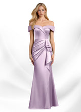 Augday Laredo Mermaid Off the Shoulder Stretch Satin Dress