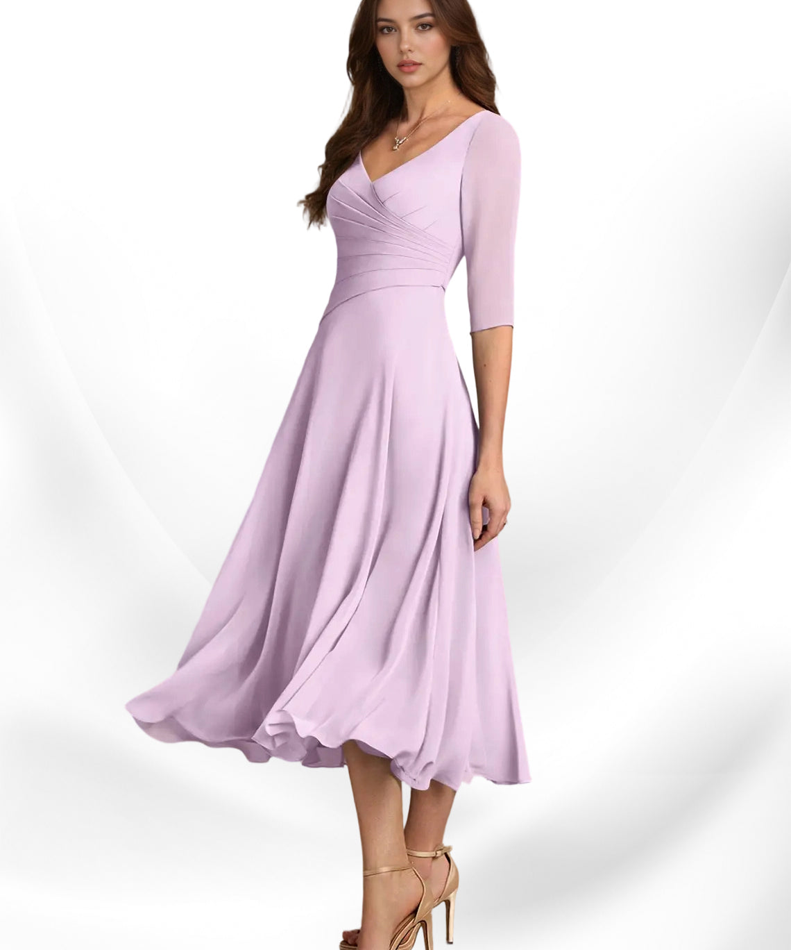 Augay Durant A-Line Pleated Chiffon Dress