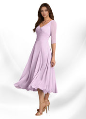 Augay Durant A-Line Pleated Chiffon Dress