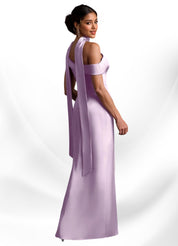 Augday Kamala Sheath One Shoulder Stretch Satin Dress