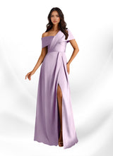 Augday Milton A-Line Pleated Stretch Satin Dress