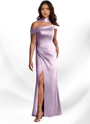 Augday Kamala Sheath One Shoulder Stretch Satin Dress