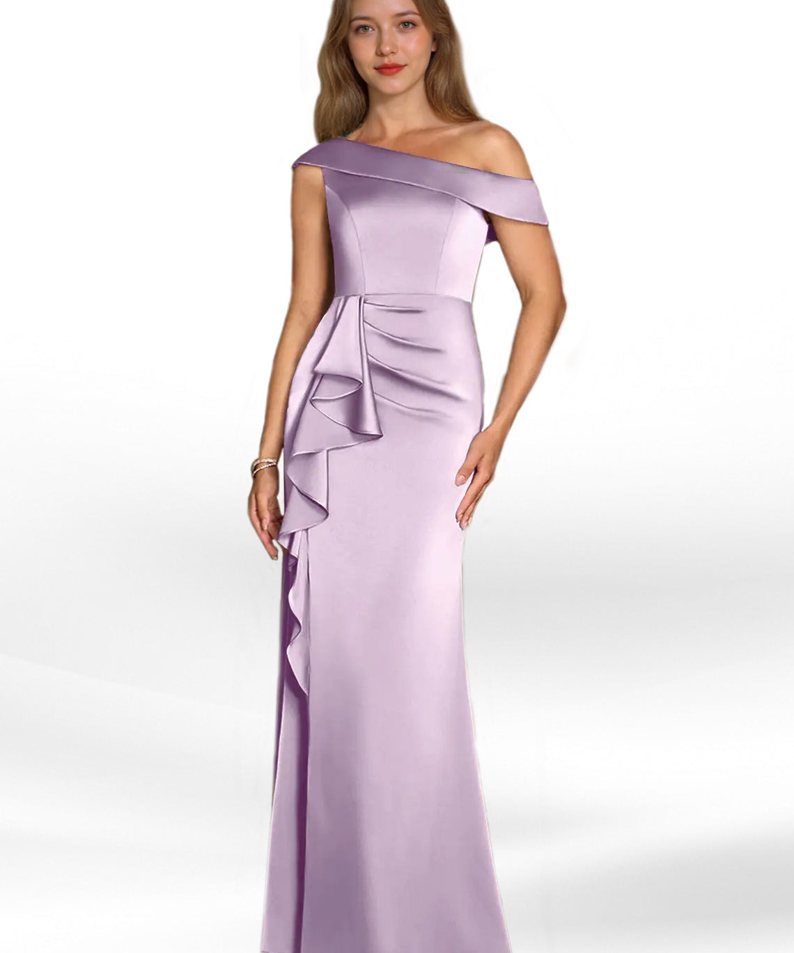Augday Hamptons A-Line Pleated Stretch Satin Dress