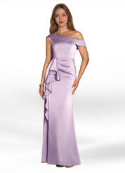 Augday Hamptons A-Line Pleated Stretch Satin Dress