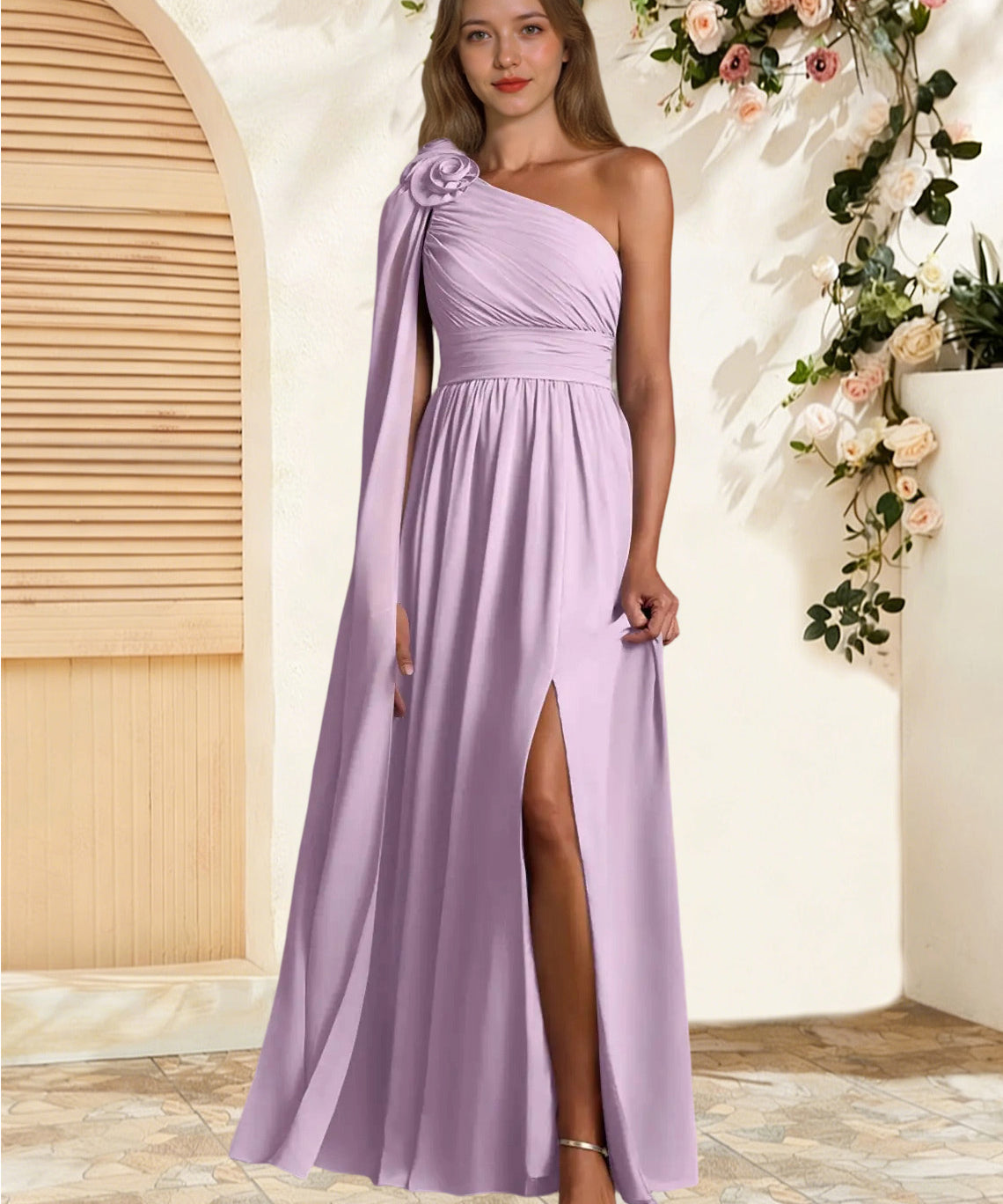 Augday Lancaster A-Line One Shoulder Chiffon Dress