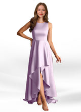 Augday Niles A-Line Trains Stretch Satin Dress