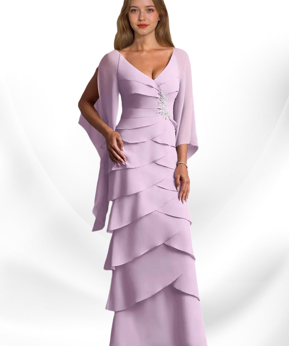 Augday Arabinda Sheath Ruched Chiffon Dress
