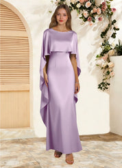 Augday Eli Sheath Boatneck Stretch Satin Dress