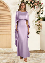 Augday Eli Sheath Boatneck Stretch Satin Dress