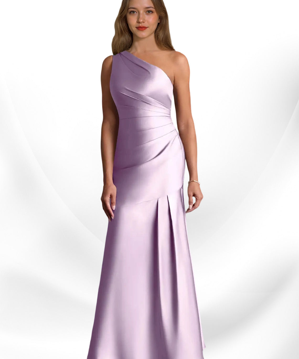 Augday Haifa Mermaid One Shoulder Stretch Satin Dress