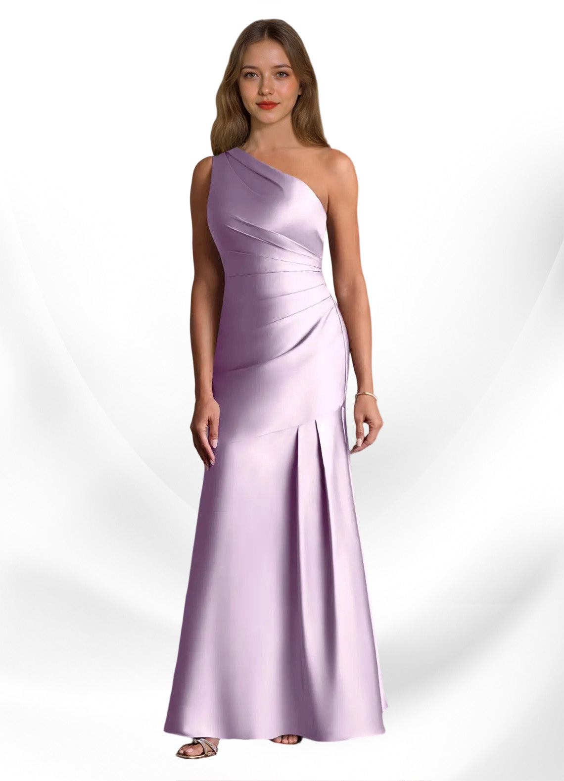 Augday Haifa Mermaid One Shoulder Stretch Satin Dress