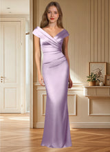 Augday Ludlow Mermaid Pleated Stretch Satin Dress