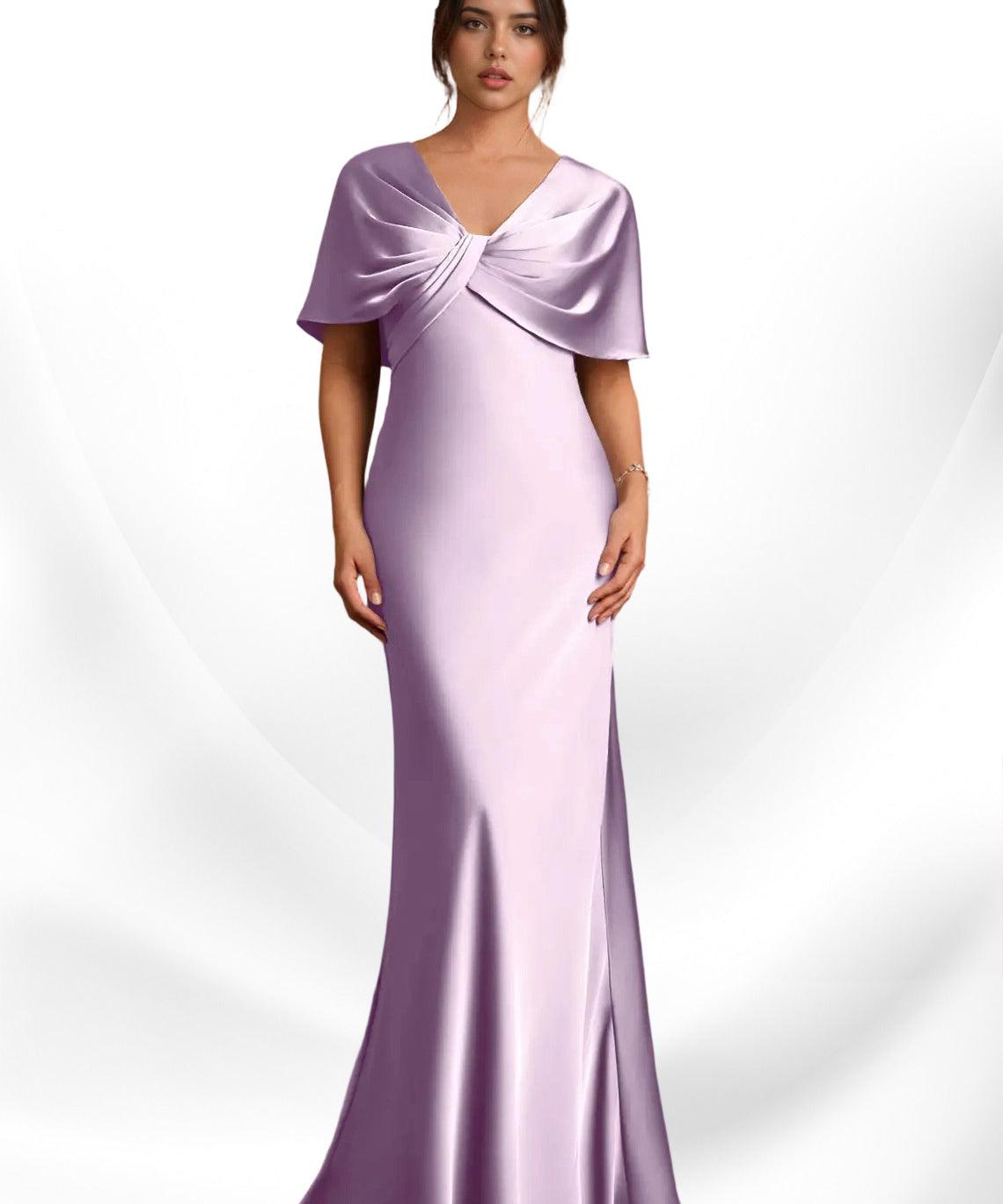 Augday Dosia Sheath Pleated Stretch Satin Dress