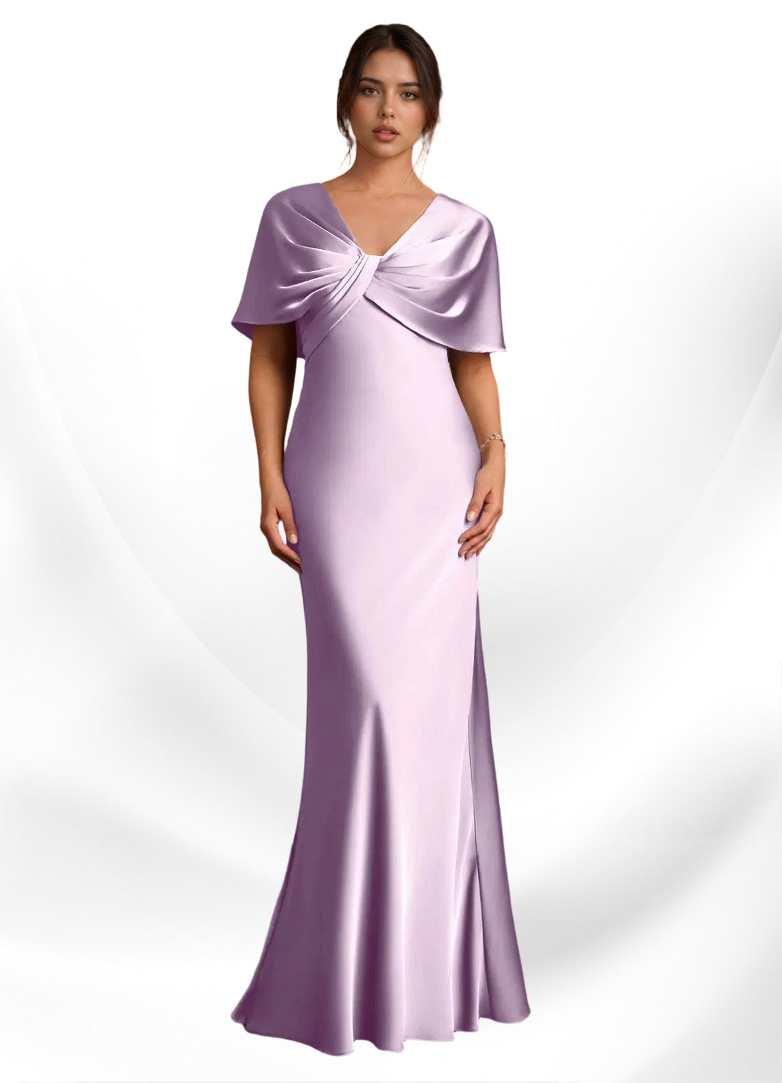 Augday Dosia Sheath Pleated Stretch Satin Dress