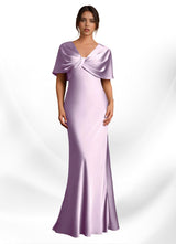 Augday Dosia Sheath Pleated Stretch Satin Dress