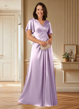 Augday Emmeline A-Line Pleated Stretch Satin Dress