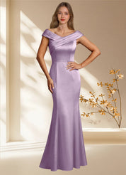 Augday Aberdeen Sheath Pleated Stretch Satin Dress