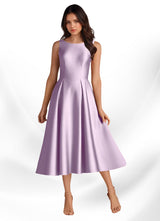 Augday Fulton A-Line Pleated Stretch Satin Dress