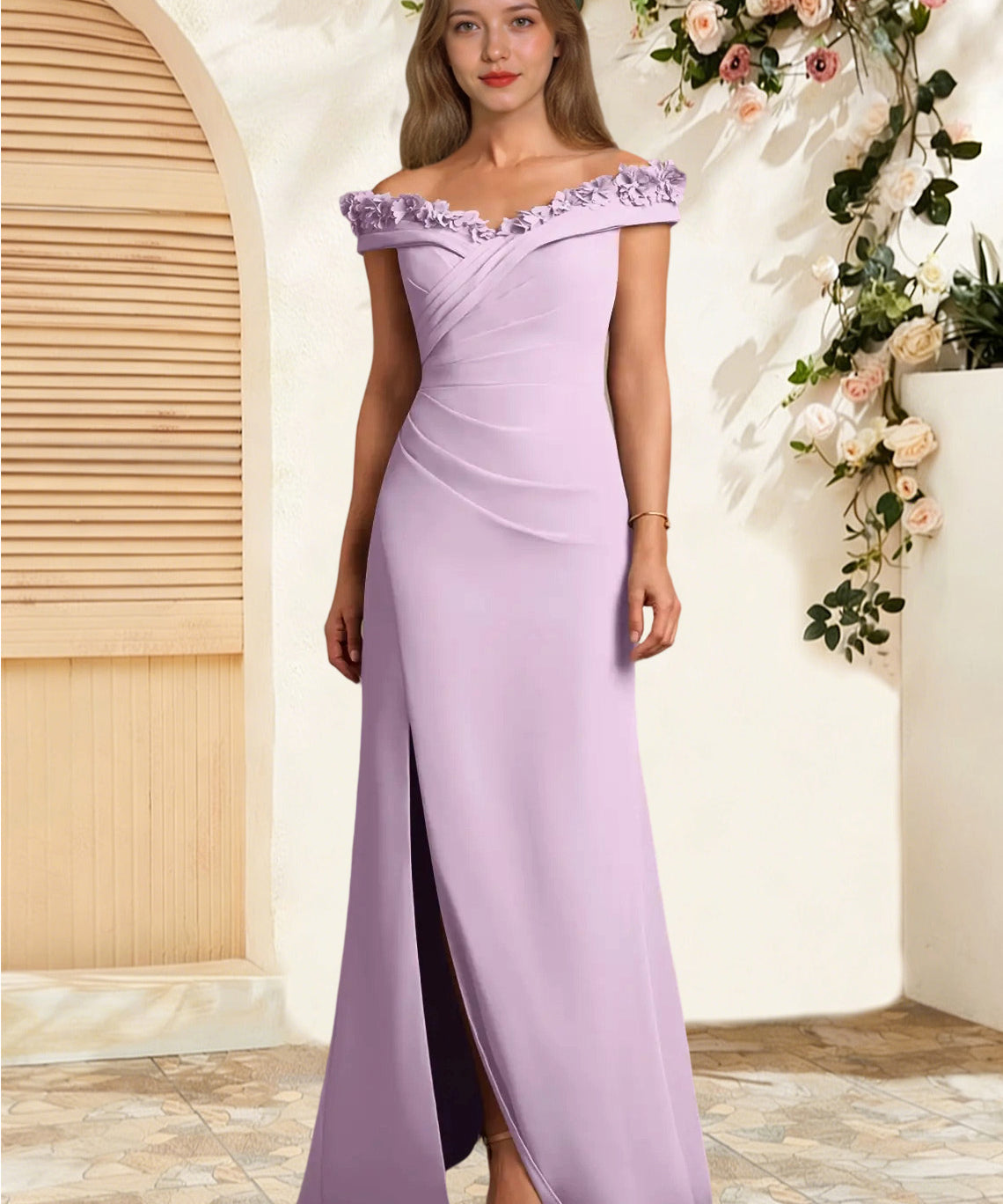 Augday Jettie Sheath Pleated Chiffon Dress