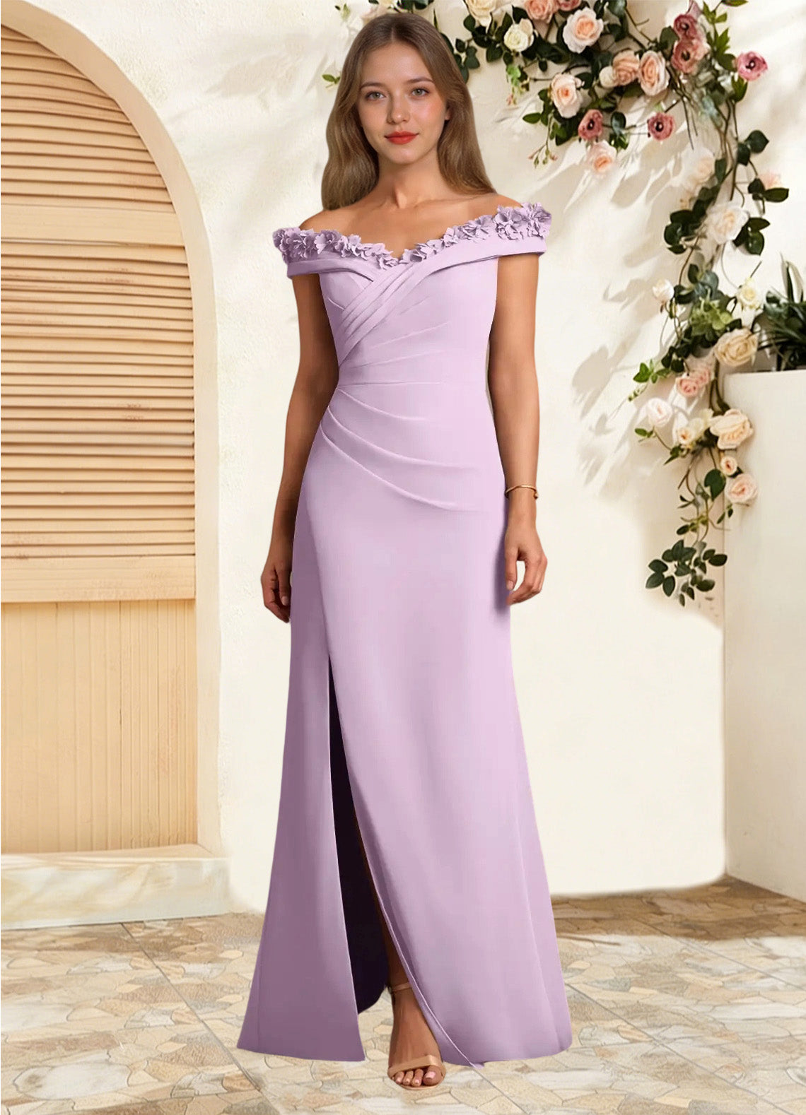 Augday Jettie Sheath Pleated Chiffon Dress