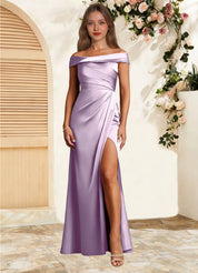 Augday Bedford Sheath Pleated Stretch Satin Dress