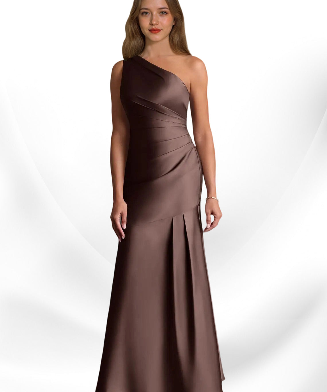 Augday Haifa Mermaid One Shoulder Stretch Satin Dress