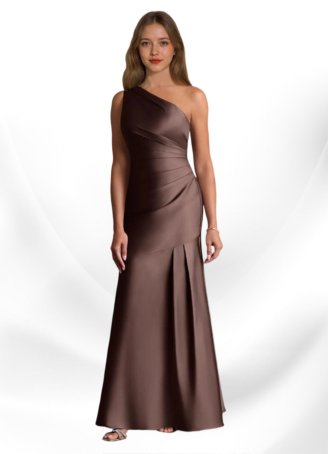 Augday Haifa Mermaid One Shoulder Stretch Satin Dress