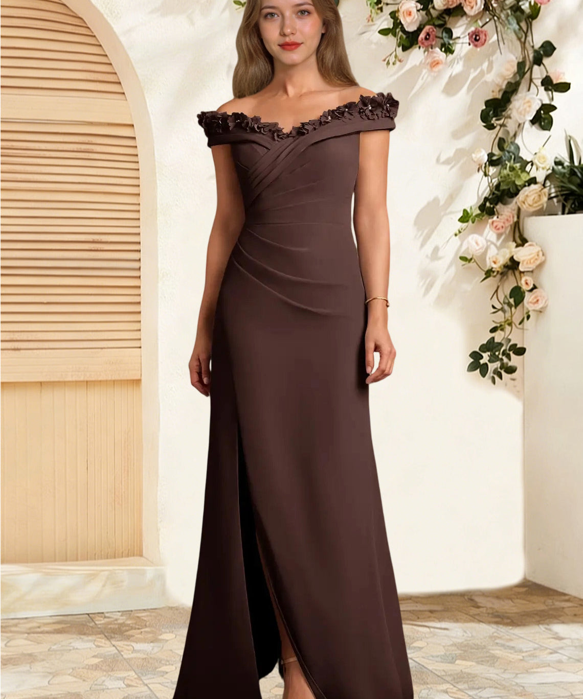 Augday Jettie Sheath Pleated Chiffon Dress