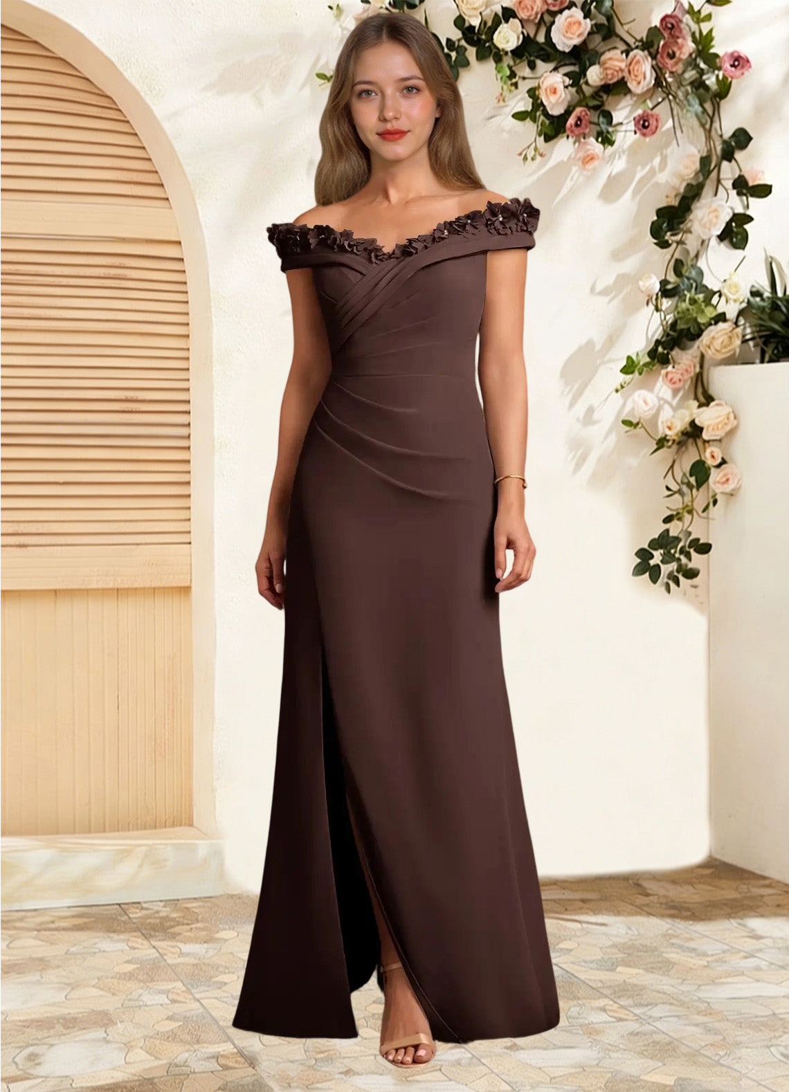 Augday Jettie Sheath Pleated Chiffon Dress