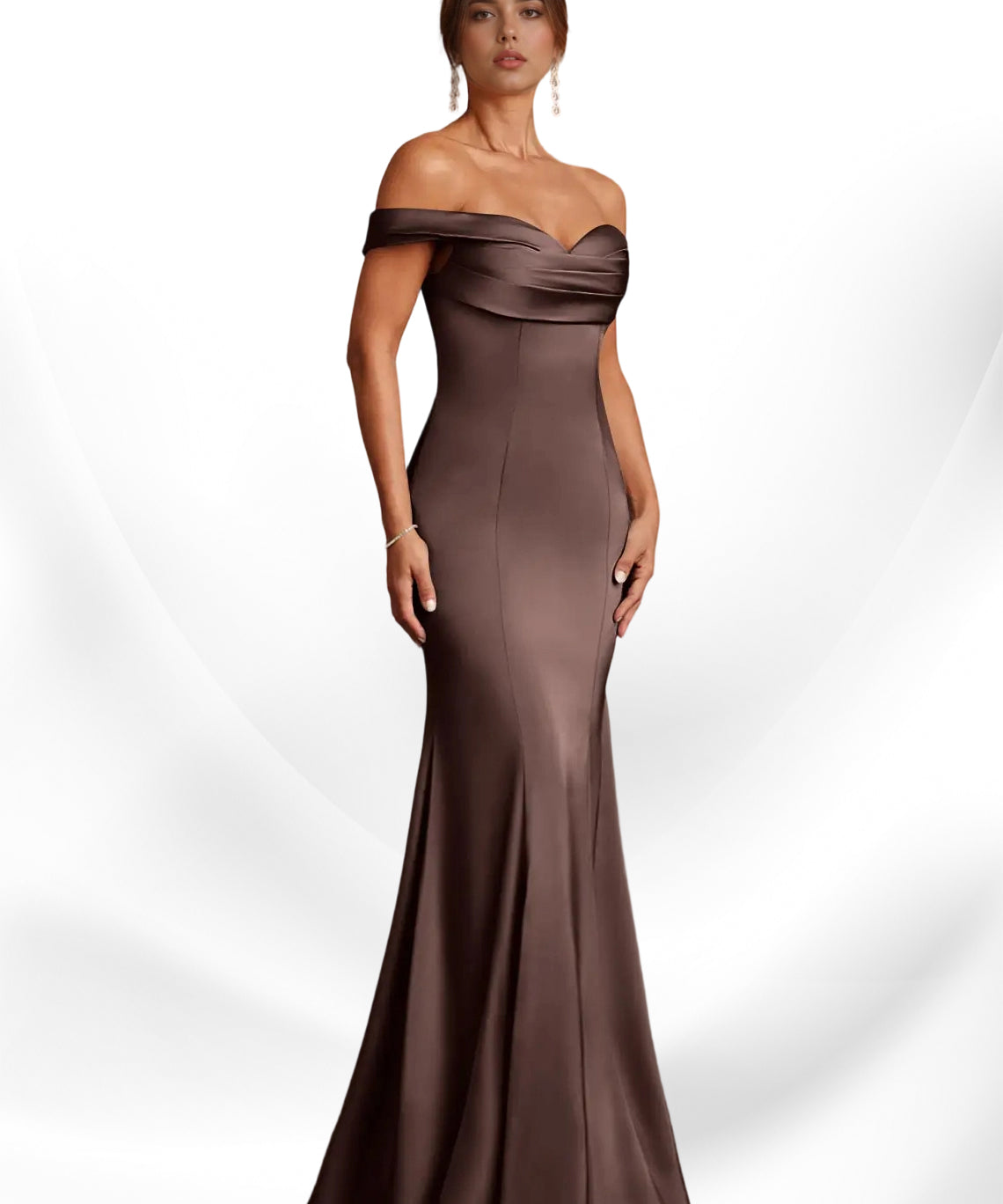 Augday  Mermaid Off the Shoulder Stretch Satin Dress