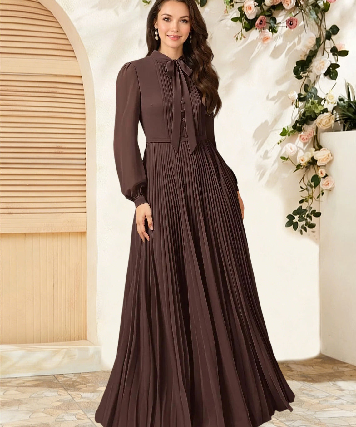 Augday Adellah A-Line Pleated Chiffon Dress