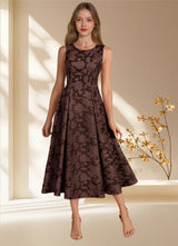 Augday Fulton A-Line Pleated Floral Burnout Dress