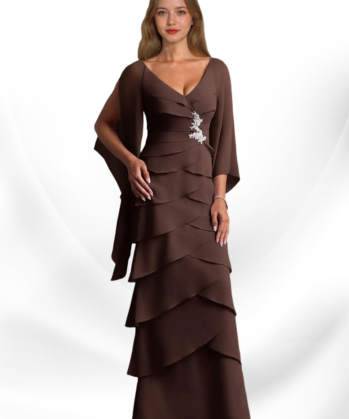 Augday Arabinda Sheath Ruched Chiffon Dress