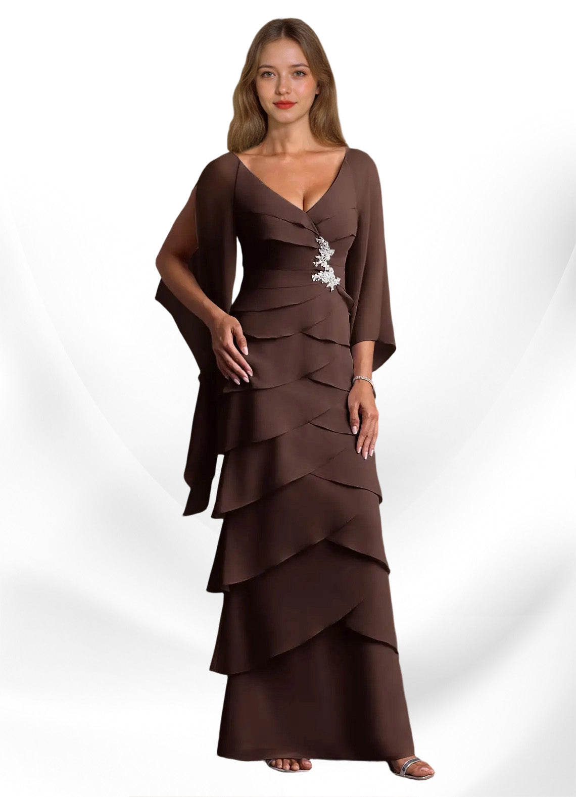 Augday Arabinda Sheath Ruched Chiffon Dress