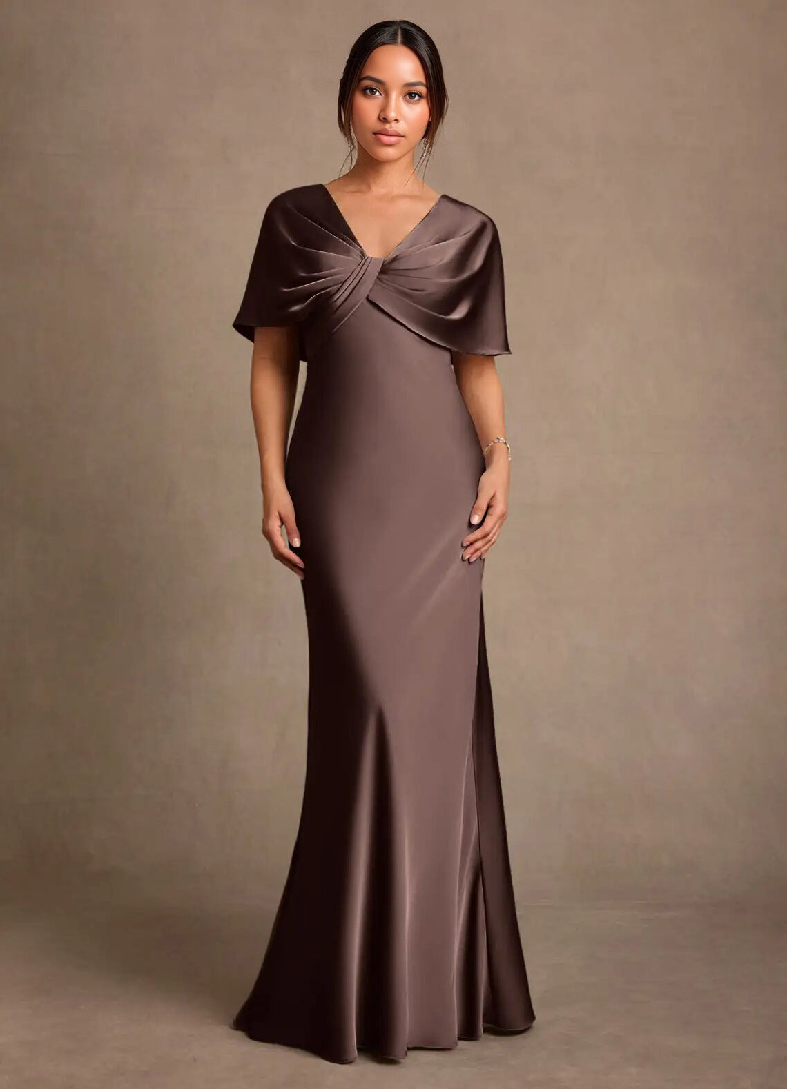 Augday Dosia Sheath Pleated Stretch Satin Dress