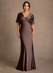 Augday Dosia Sheath Pleated Stretch Satin Dress