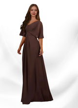 Augday Oksana A-Line V-Neck Pleated Chiffon Dress
